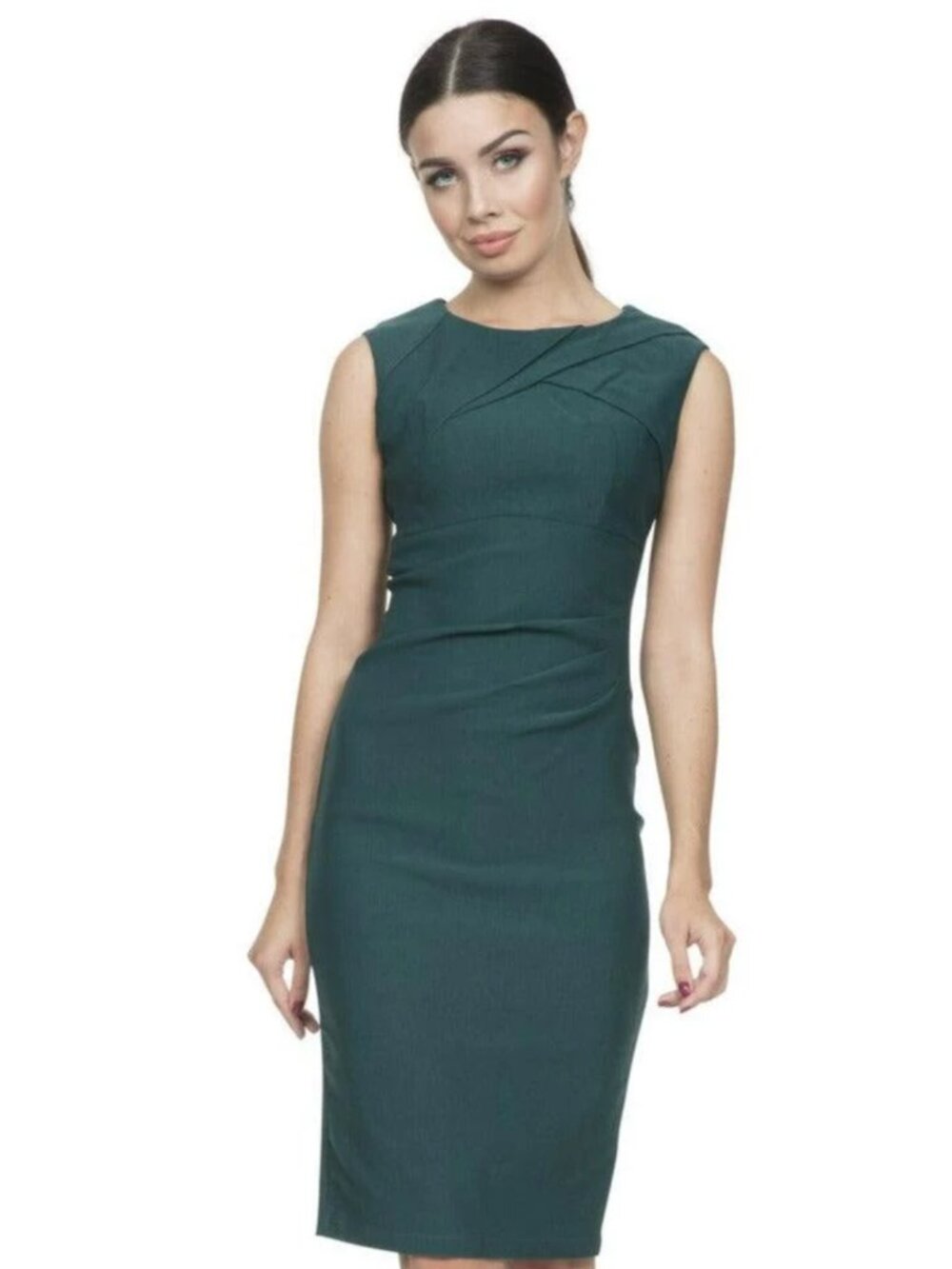 Voodoo Vixen Emerald Green Fitted Claudette Midi Dress